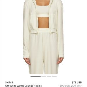 SKIMS WAFFLE SET. HOODIE. BRA. JOGGERS. OFF WHITE.